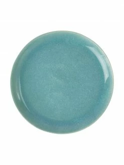 Westwing Collection Assiette à dessert artisanale grès turquoise avec émail Anthia, 2 pièces, Ø 23 x haut. 3 cm