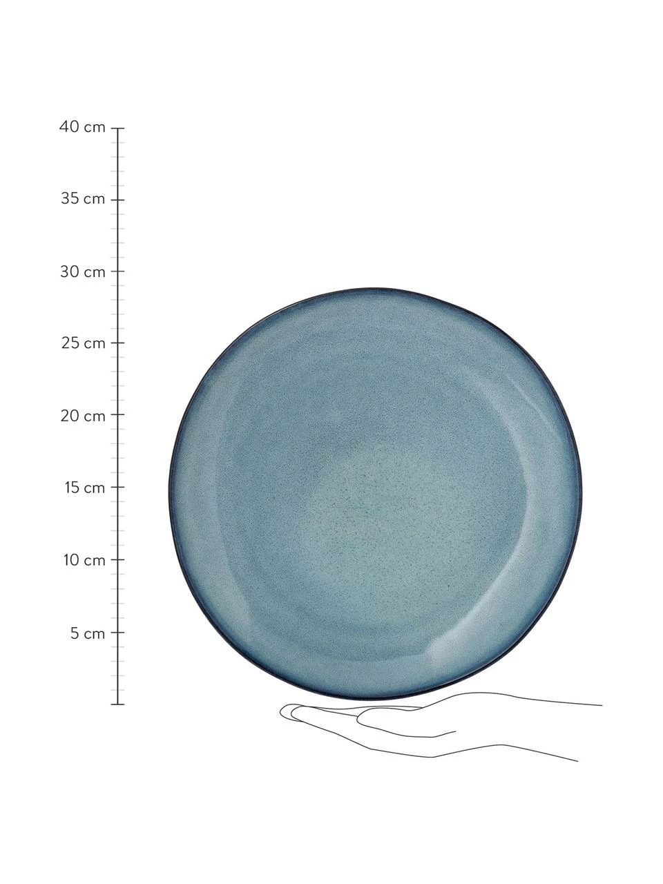 Bloomingville Assiette à dessert en grès bleu gris faite main Sandrine, Ø 29 x haut. 3 cm 5 Bloomingville Assiette à dessert en grès bleu gris faite main Sandrine, Ø 29 x haut. 3 cm – Image 3