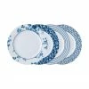 Laura Ashley Assiette à dessert en porcelaine à motif bleu Candy Rose, 4 pièces, Ø 23 cm