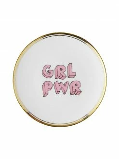 Bitossi Home Assiette à dessert porcelaine bord doré Grl Pwr, Ø 17 cm
