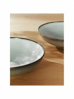 Westwing Collection Assiette creuse grès bleu gris faite main Thalia, 2 pièces, Ø 22 x haut. 6 cm -Cuisine Soldes 2022 Assiette creuse gres bleu gris faite main Thalia 2 pieces 2