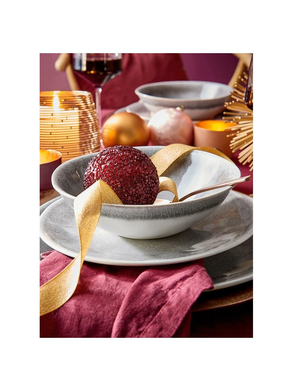 Assiette creuse grise avec dégradé, faite main Atlantis, Ø 19 cm, 4 pièces, Ø 19 x haut. 6 cmDisponibilité limitée 4 Assiette creuse grise avec dégradé, faite main Atlantis, Ø 19 cm, 4 pièces, Ø 19 x haut. 6 cmDisponibilité limitée – Image 2