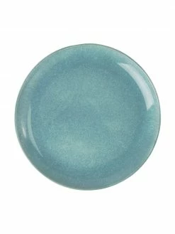 Westwing Collection Assiette plate artisanale grès turquoise avec émail Anthia, 2 pièces, Ø 28 x haut. 3 cm