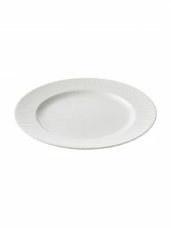 Assiette plate blanche Groove, 4 pièces, Ø 27 x haut. 1 cm