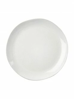 Westwing Collection Assiette plate faïence émaillée blanche Gemma, 2 pièces, Ø 28 x haut. 3 cm