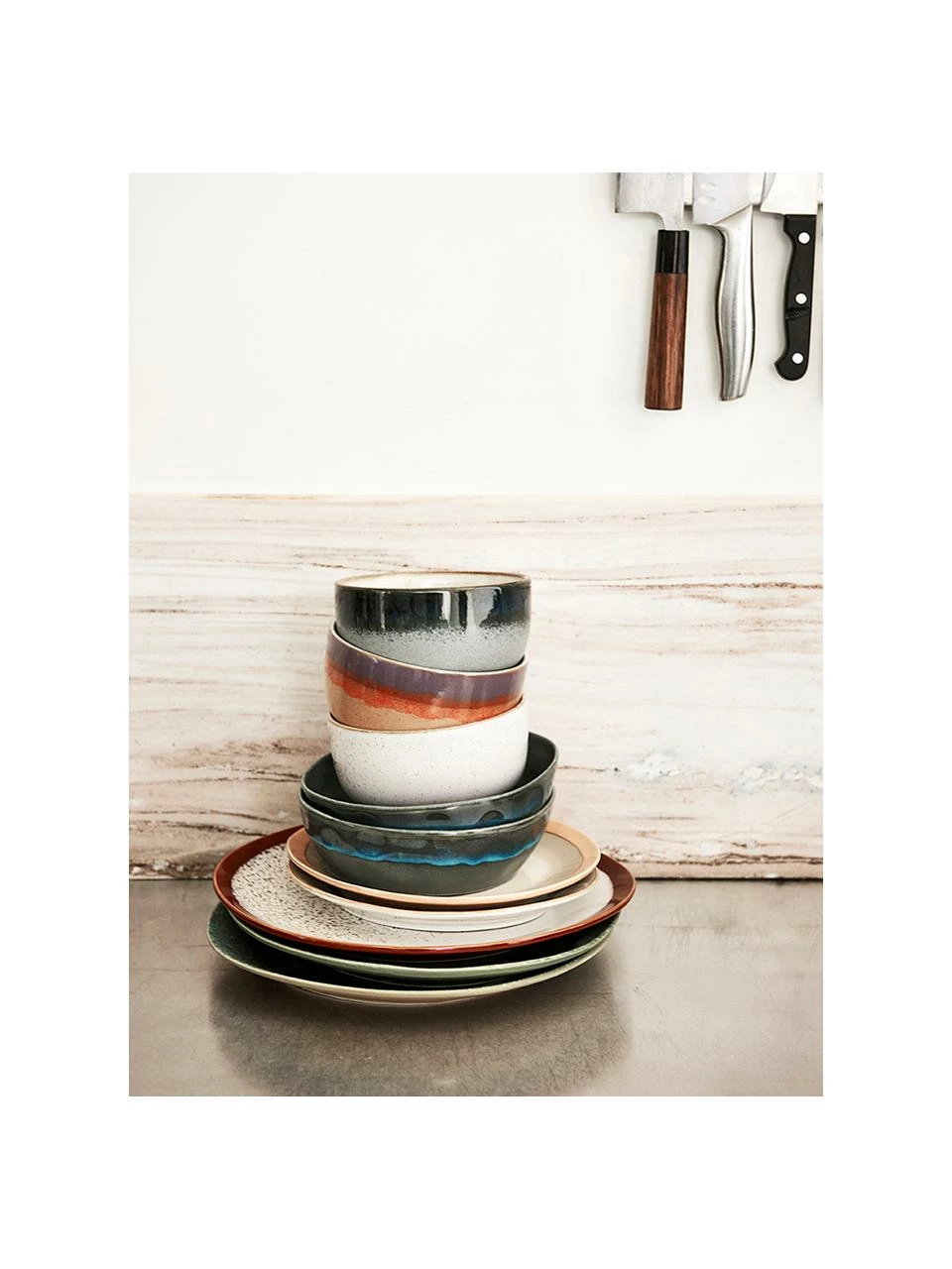 HKliving Assiette plate rétro artisanal 70's, 2 pièces, Ø 29 cm 7 HKliving Assiette plate rétro artisanal 70's, 2 pièces, Ø 29 cm – Image 5