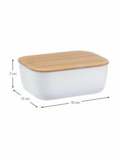 Rig-Tig Beurrier blanc couvercle en bambou Box-It, larg. 15 x haut. 7 cm -Cuisine Soldes 2022 Beurrier blanc couvercle en bambou Box It 2