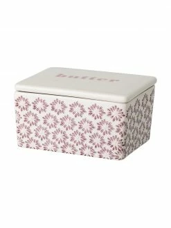 Bloomingville Beurrier imprimé floral en relief Maya, larg. 13 x haut. 7 x prof. 9 cm -Cuisine Soldes 2022 Beurrier imprime floral en relief Maya 2