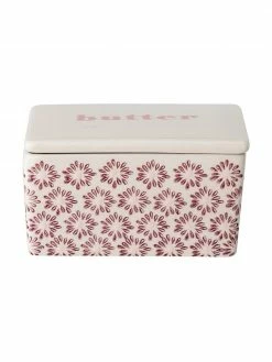 Bloomingville Beurrier imprimé floral en relief Maya, larg. 13 x haut. 7 x prof. 9 cm