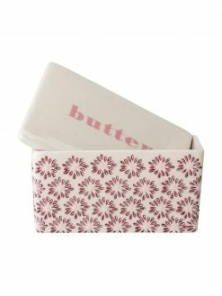 Bloomingville Beurrier imprimé floral en relief Maya, larg. 13 x haut. 7 x prof. 9 cm -Cuisine Soldes 2022 Beurrier imprime floral en relief Maya 3