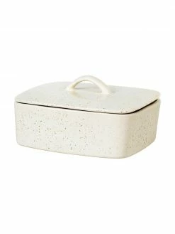 Broste Copenhagen Beurrier rustique grès cérame faite main blanc crème Nordic Vanilla, larg. 15 x long. 12 cm