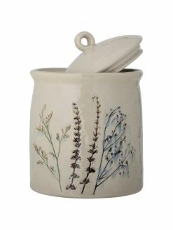 Bloomingville Boîte de rangement en grès faite main Bea, Ø 17 x haut. 24 cm -Cuisine Soldes 2022 Boite de rangement en gres faite main Bea 2