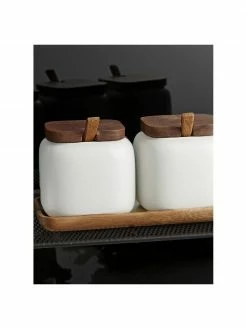 Ladelle Boîte en porcelaine avec accessoire en bois d'acacia Essentials, 7 élém., Lot de différentes tailles -Cuisine Soldes 2022 Boite en porcelaine avec accessoire en bois dacacia Essentials 7 elem 4