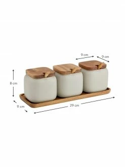 Ladelle Boîte en porcelaine avec accessoire en bois d'acacia Essentials, 7 élém., Lot de différentes tailles -Cuisine Soldes 2022 Boite en porcelaine avec accessoire en bois dacacia Essentials 7 elem 7