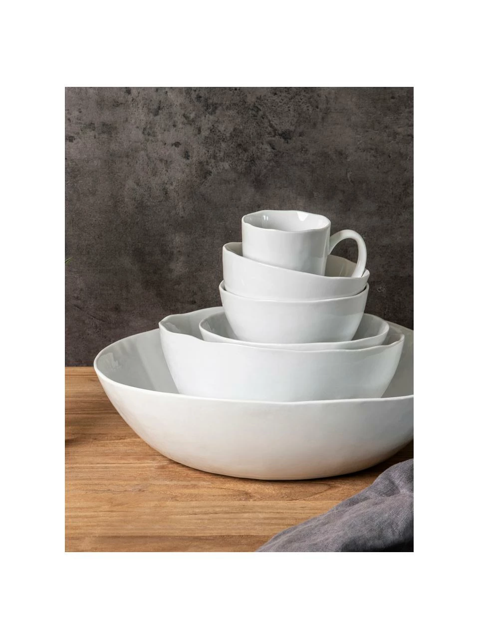 Bol à surface inégale Porcelino, 6 pièces, Ø 15 x haut. 8 cm 4 Bol à surface inégale Porcelino, 6 pièces, Ø 15 x haut. 8 cm – Image 2