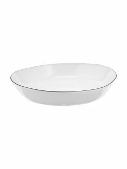 Broste Copenhagen Bol en porcelaine à bord noir, fait main Salt, Ø 24 cm, larg. 24 x haut. 4 cm
