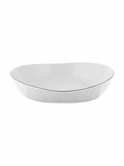 Broste Copenhagen Bol en porcelaine avec bord noir, fait main Salt, 2 pièces, Ø 20 cm, Ø 20 x haut. 4 cm