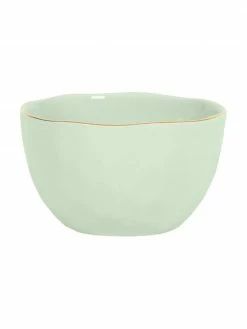 Urban Nature Culture Bol en porcelaine vert menthe à bord doré Good Morning, Ø 14 cm