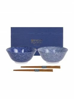 Bol fait main porcelaine avec baguettes Nippon, 4&nbsp;&eacute;l&eacute;m., Lot de différentes tailles -Cuisine Soldes 2022 Bol fait main porcelaine avec baguettes Nippon 4 elem 5