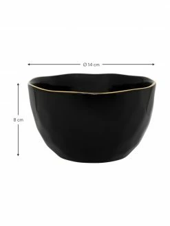 Urban Nature Culture Bol noir avec bord doré Good Morning, Ø 14 cm -Cuisine Soldes 2022 Bol noir avec bord dore Good Morning 2