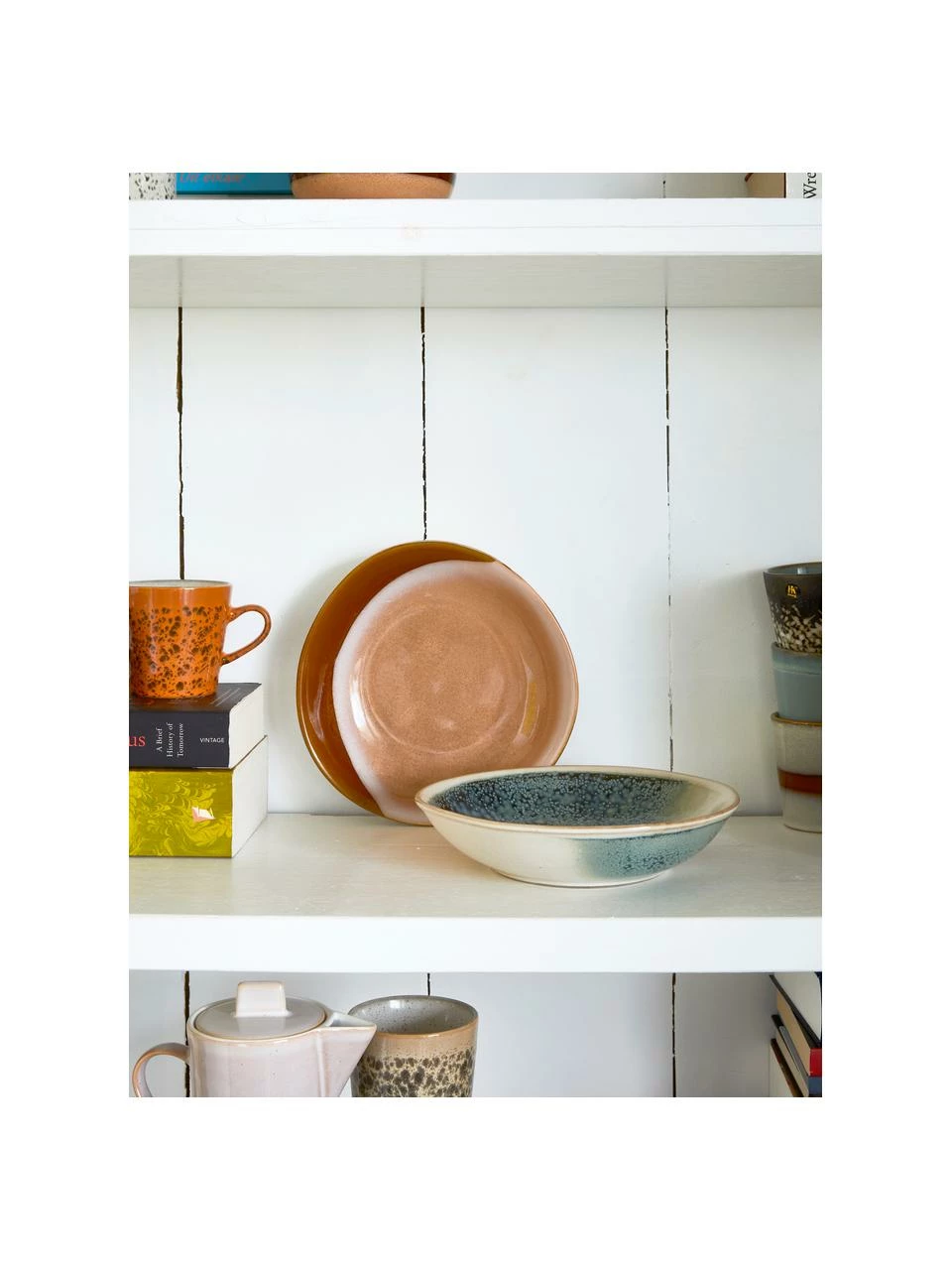 HKliving Bol rétro en céramique fait main 70's, 2 pièces, larg. 21 x haut. 5 cm 4 HKliving Bol rétro en céramique fait main 70's, 2 pièces, larg. 21 x haut. 5 cm – Image 2