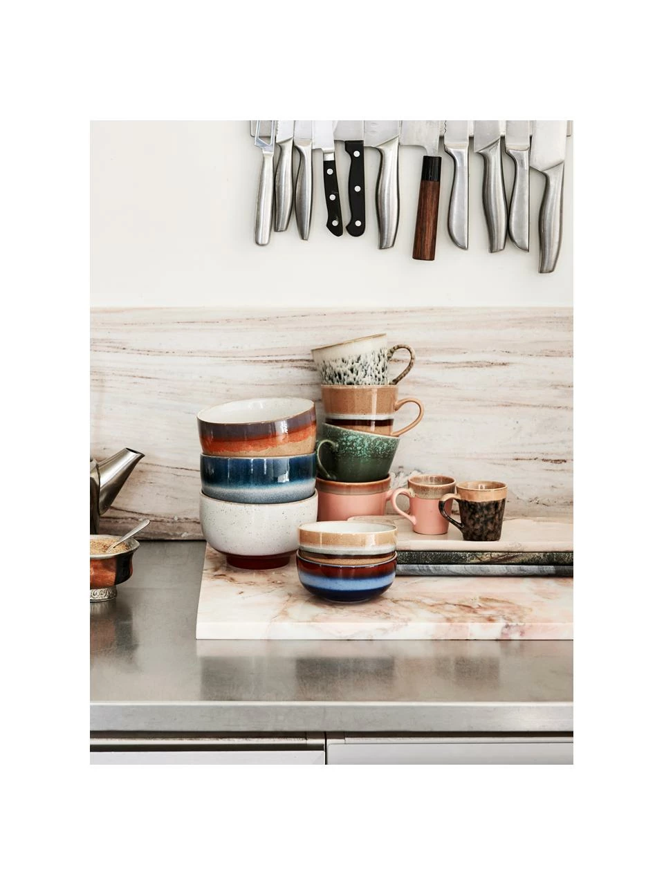 HKliving Bol rétro en céramique fait main 70's, 4 élém., Ø 11 x haut. 5 cm 4 HKliving Bol rétro en céramique fait main 70's, 4 élém., Ø 11 x haut. 5 cm – Image 2