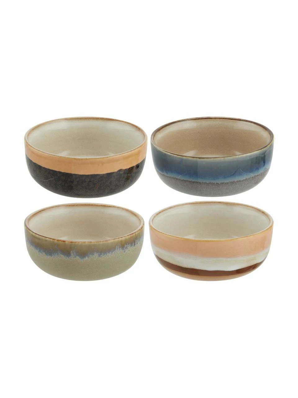 HKliving Bol rétro en céramique fait main 70's, 4 élém., Ø 11 x haut. 5 cm 3 HKliving Bol rétro en céramique fait main 70's, 4 élém., Ø 11 x haut. 5 cm