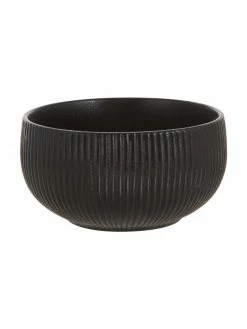 Bloomingville Bols à surface rainurée noire mate Neri, 2 pièces, Ø 15 x haut. 8 cm