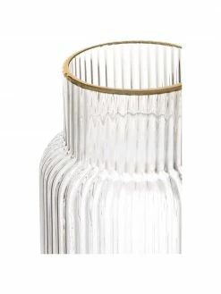 Westwing Collection Carafe à eau artisanale bord doré Minna, Ø 10 x haut. 25 cm, 1,1 l -Cuisine Soldes 2022 Carafe a eau artisanale bord dore Minna 4