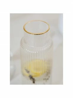 Westwing Collection Carafe à eau artisanale bord doré Minna, Ø 10 x haut. 25 cm, 1,1 l -Cuisine Soldes 2022 Carafe a eau artisanale bord dore Minna 5