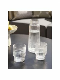 Westwing Collection Carafe à eau artisanale surface rainurée Minna, Ø 10 x haut. 25 cm, 1,1 l -Cuisine Soldes 2022 Carafe a eau artisanale surface rainuree Minna 2