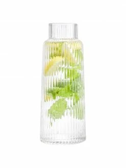 Westwing Collection Carafe à eau artisanale surface rainurée Minna, Ø 10 x haut. 25 cm, 1,1 l -Cuisine Soldes 2022 Carafe a eau artisanale surface rainuree Minna 4
