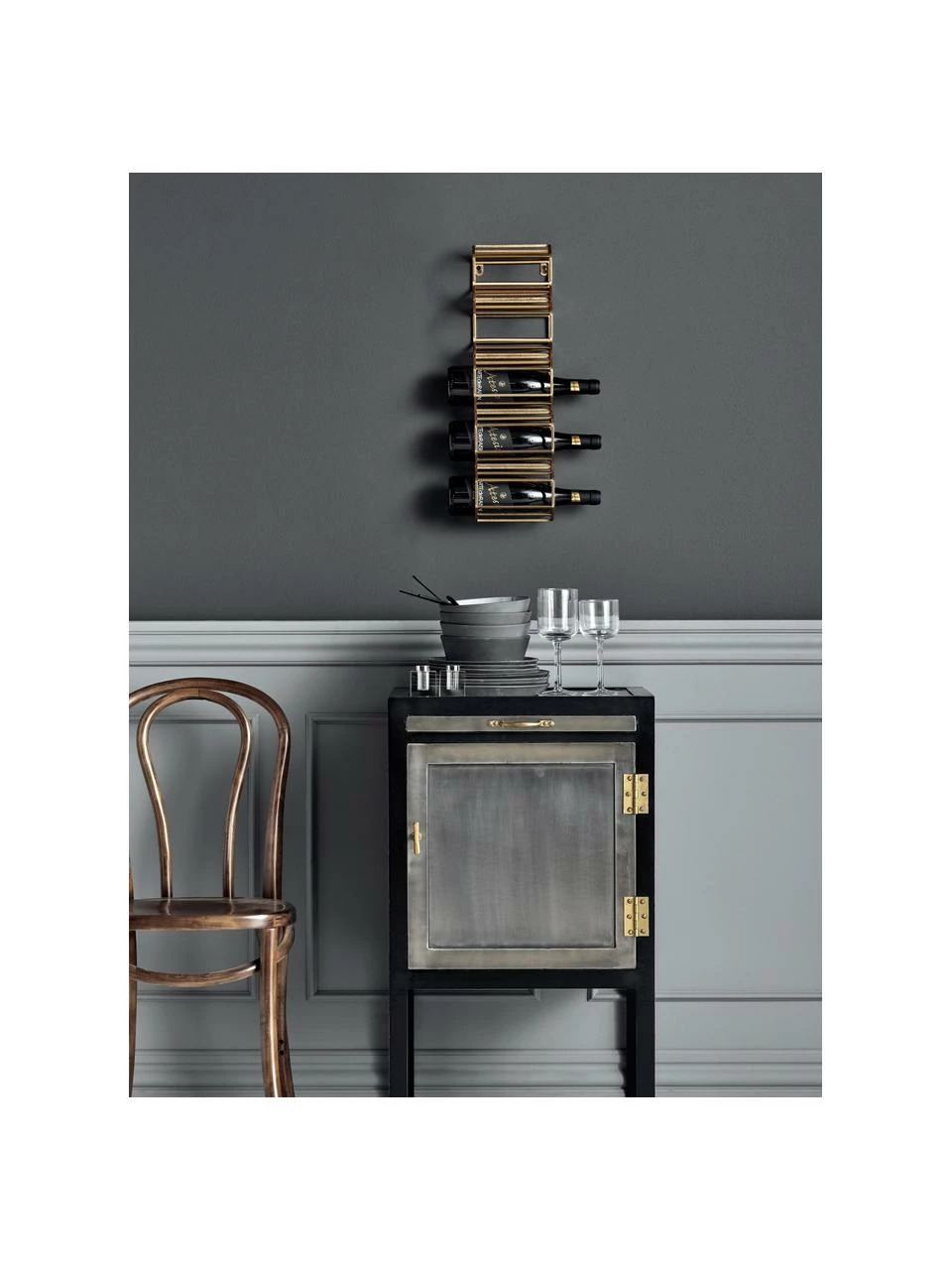 Nordal Casier mural à vin pour 5 bouteilles Irena, larg. 16 x long. 56 cm 4 Nordal Casier mural à vin pour 5 bouteilles Irena, larg. 16 x long. 56 cm – Image 2