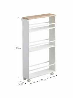 Yamazaki Chariot de rangement blanc Tower, larg. 48 x long. 81 cm -Cuisine Soldes 2022 Chariot de rangement blanc Tower 2