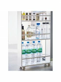 Yamazaki Chariot de rangement blanc Tower, larg. 48 x long. 81 cm -Cuisine Soldes 2022 Chariot de rangement blanc Tower 3