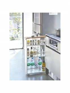 Yamazaki Chariot de rangement blanc Tower, larg. 48 x long. 81 cm -Cuisine Soldes 2022 Chariot de rangement blanc Tower 4