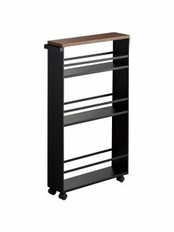 Yamazaki Chariot de rangement noir Tower, larg. 48 x long. 81 cm