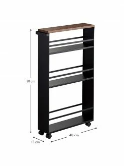 Yamazaki Chariot de rangement noir Tower, larg. 48 x long. 81 cm -Cuisine Soldes 2022 Chariot de rangement noir Tower 5
