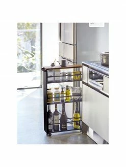 Yamazaki Chariot de rangement noir Tower, larg. 48 x long. 81 cm -Cuisine Soldes 2022 Chariot de rangement noir Tower 6