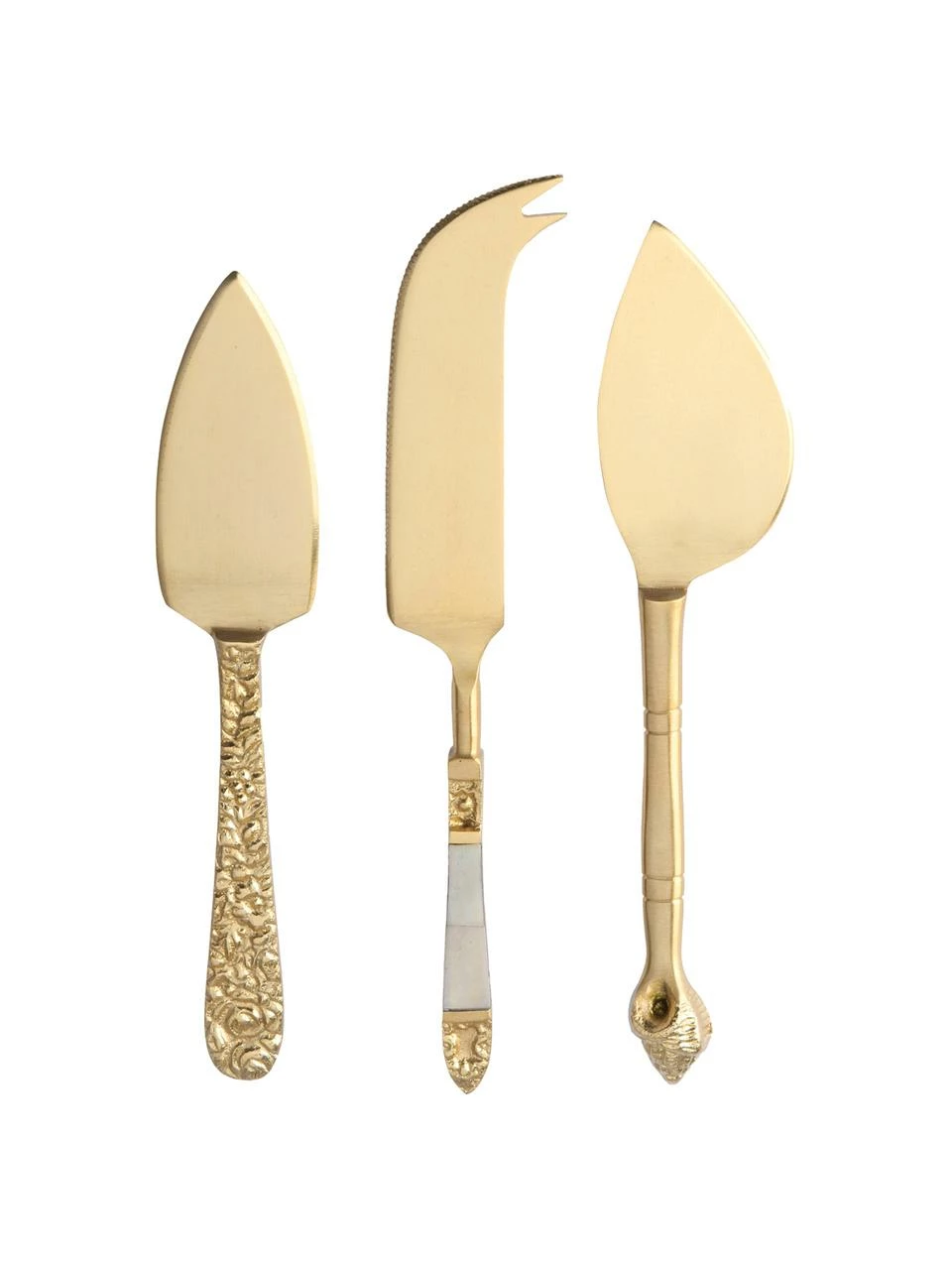HKliving Couteaux à fromage dorés Cheese, 3 élém., Lot de différentes tailles 3 HKliving Couteaux à fromage dorés Cheese, 3 élém., Lot de différentes tailles