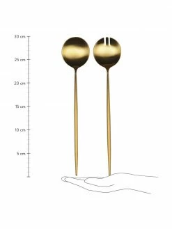 Couverts à salade acier inoxydable doré Bologne, 2 élém., long. 30 cm -Cuisine Soldes 2022 Couverts a salade acier inoxydable dore Bologne 2 elem 2