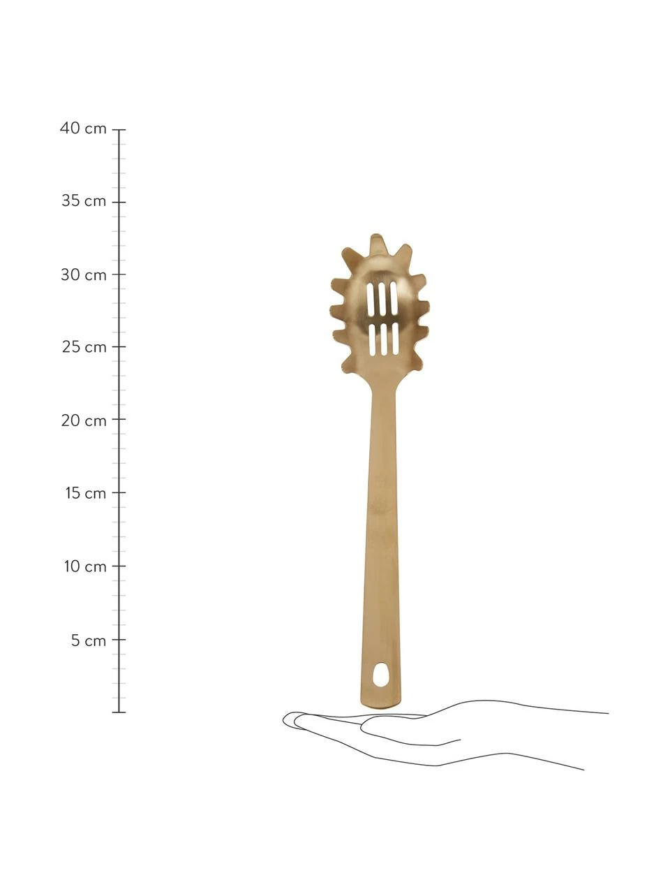 Nordal Cuillère en laiton mat spaghetti Goldies, larg. 5 x long. 33 cm 5 Nordal Cuillère en laiton mat spaghetti Goldies, larg. 5 x long. 33 cm – Image 3
