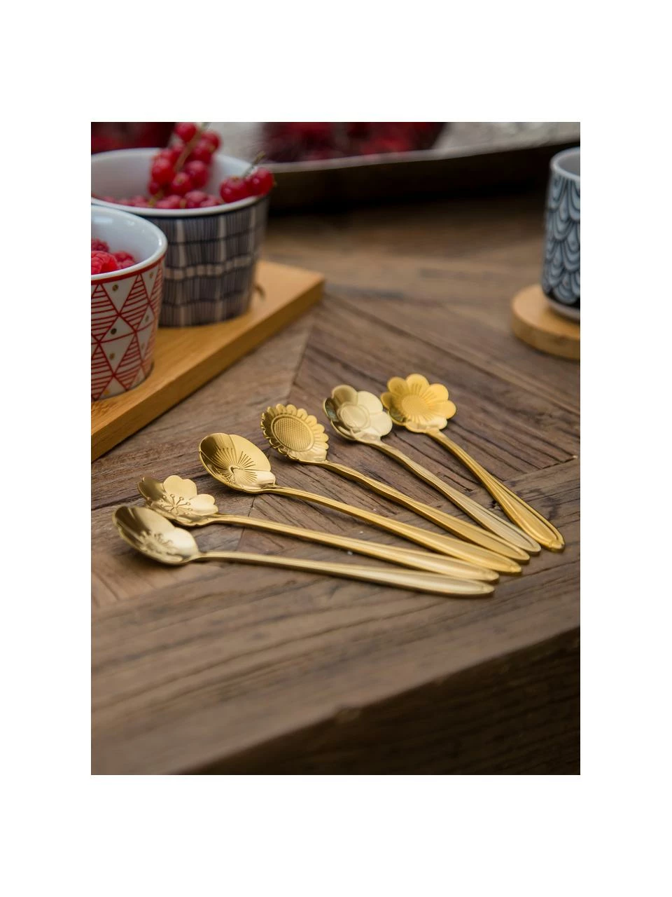 Cuillères à café dorées Flower, 6 élém., long. 12 cm 4 Cuillères à café dorées Flower, 6 élém., long. 12 cm – Image 2