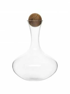 Décanteur soufflé bouche avec bouchon en bois Eden, 2 L, haut. 27 cm, 2 l