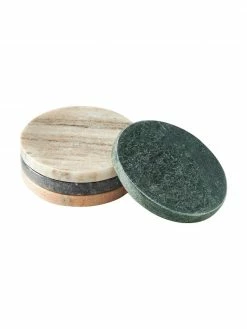 Westwing Collection Dessous de verre en marbre de différentes couleurs Callum, 4 élém., Ø 10 x haut. 1 cm