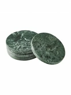 Westwing Collection Dessous de verre en marbre vert Callum, 4 pièces, Ø 10 x haut. 1 cm