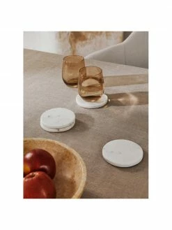 Westwing Collection Dessous de verre marbre blanc Callum, 4 pièces, Ø 10 x haut. 1 cm -Cuisine Soldes 2022 Dessous de verre marbre blanc Callum 4 pieces 2