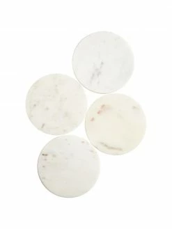 Westwing Collection Dessous de verre marbre blanc Callum, 4 pièces, Ø 10 x haut. 1 cm -Cuisine Soldes 2022 Dessous de verre marbre blanc Callum 4 pieces 4