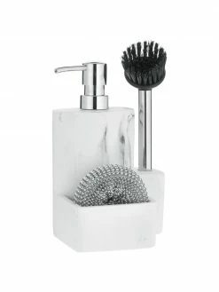 Andrea House Distributeur de savon blanc Galia, 3 élém., larg. 24 x haut. 12 cm