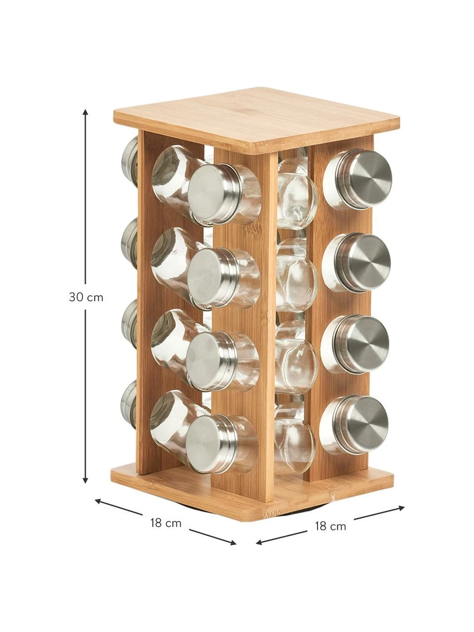 Étagère à épices rotative en bambou Dahle, 17 élém., larg. 18 x haut. 30 cm, larg. 18 x haut. 30 cm, ch. 75 ml 4 Étagère à épices rotative en bambou Dahle, 17 élém., larg. 18 x haut. 30 cm, larg. 18 x haut. 30 cm, ch. 75 ml – Image 2